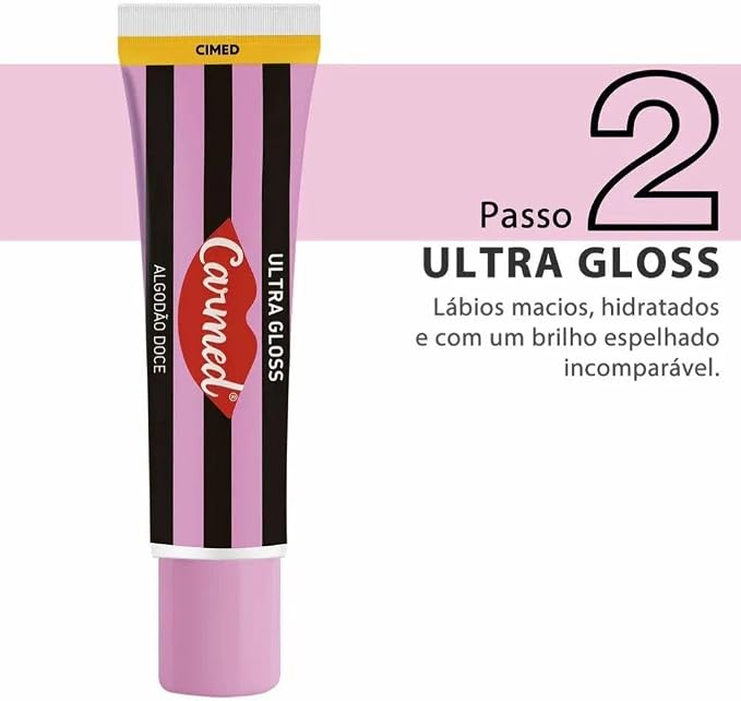 Kit SOS Lábios Esfoliante + Ultra Gloss Brilho Aroma Algodão Doce 4