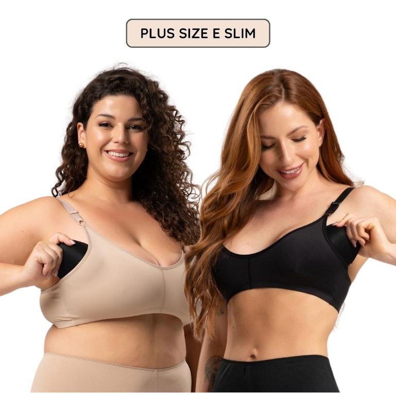 Sutiã Pós-Mastectomia Plus Size para Usar com Prótese Microfibra Bege 4