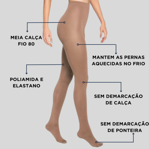 Meia Calça Adulto Opaca Fio 80  2