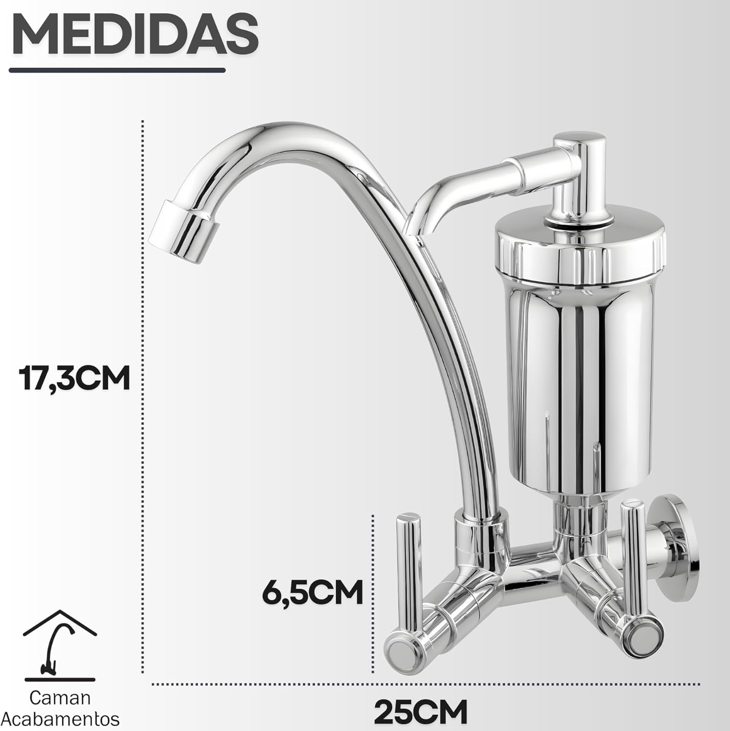 Torneira Bica Móvel Parede para Cozinha Cromado 5