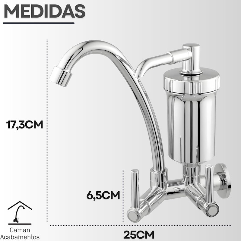 Torneira Bica Móvel Parede para Cozinha Cromado 5