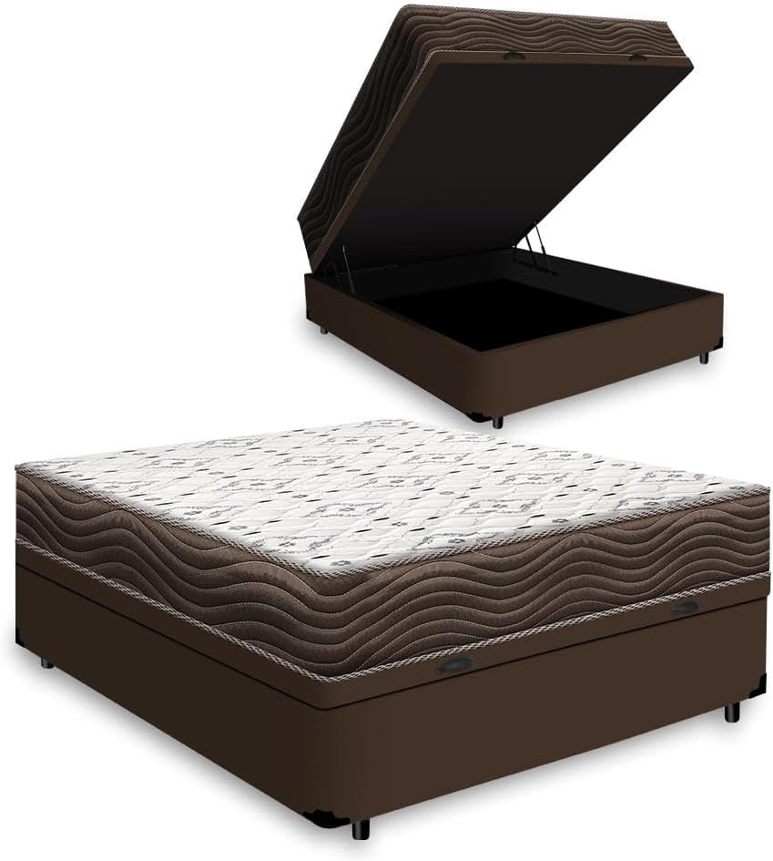 Cama Box Baú + Colchão de Casal Ortobom D45 Iso 150 1