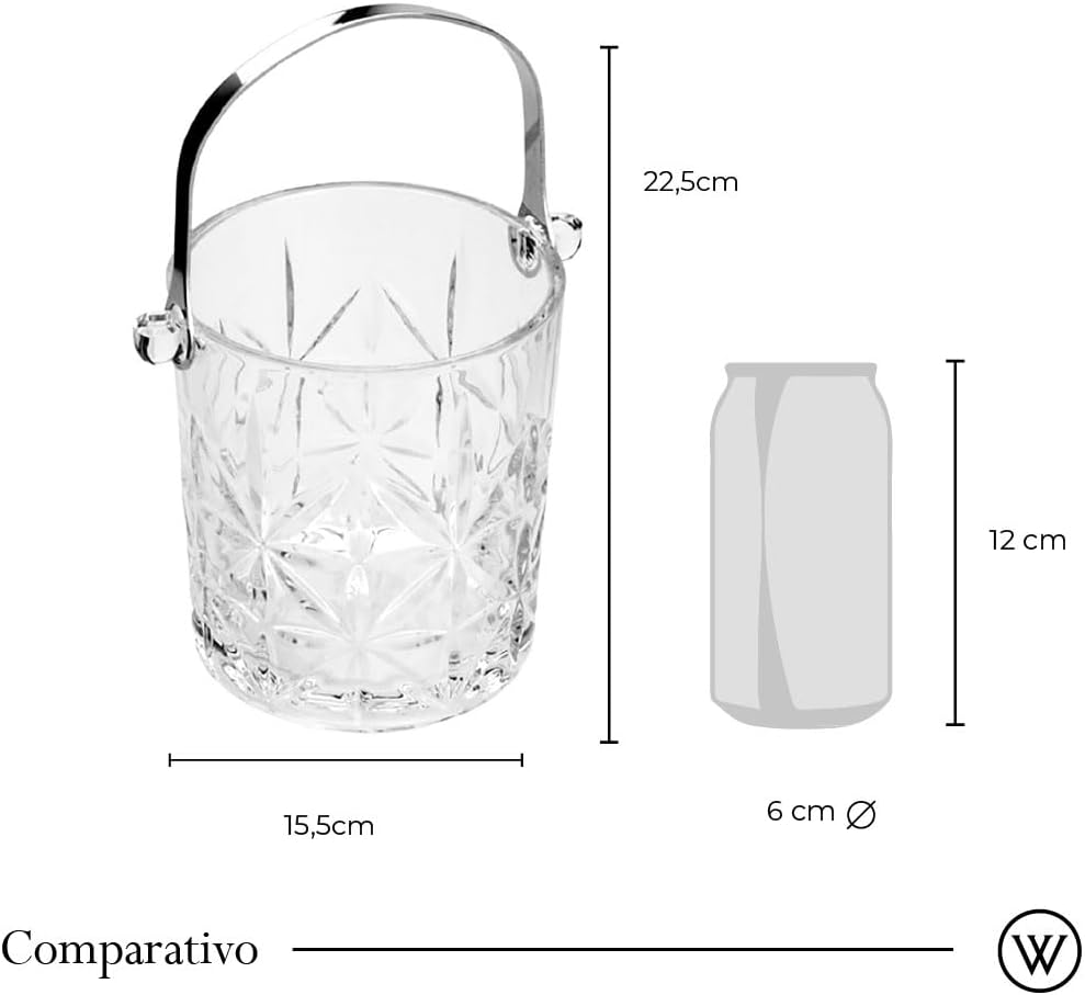 Balde para Gelo de Vidro com Alça e Pegador Romano 4