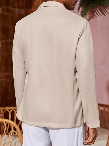 Blazer Masculino Casual de Linho com Dois Botões Slim Fit Leve para Negócios 2