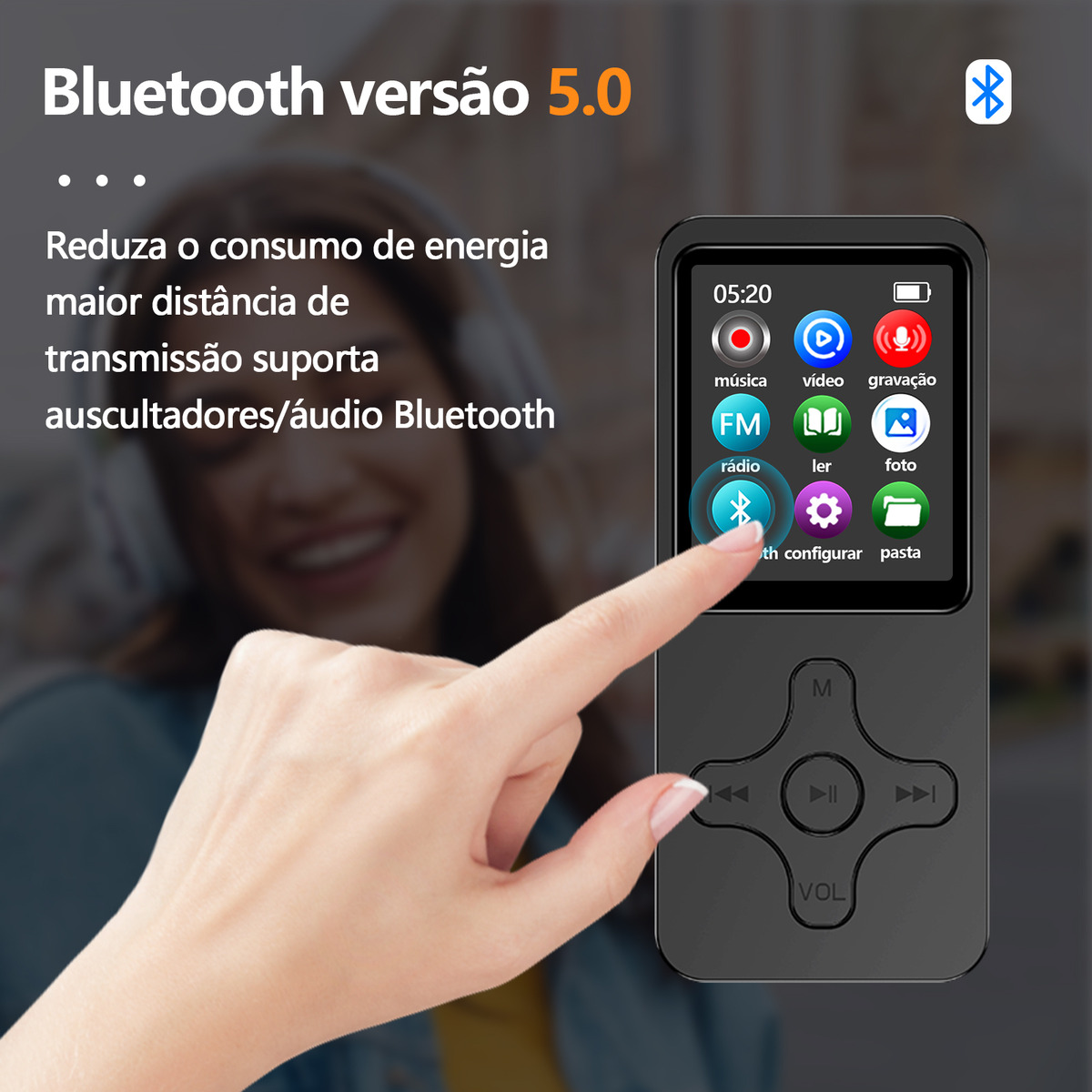 MP3 MP4 Player Portátil com Bluetooth 3