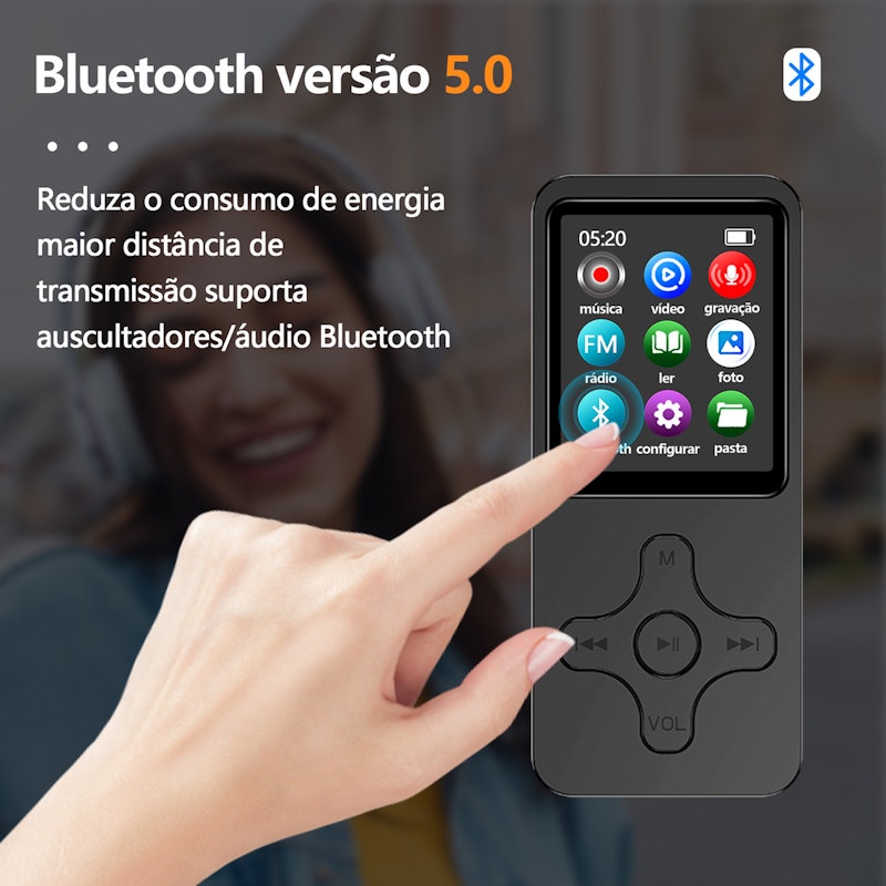 MP3 MP4 Player Portátil com Bluetooth 3