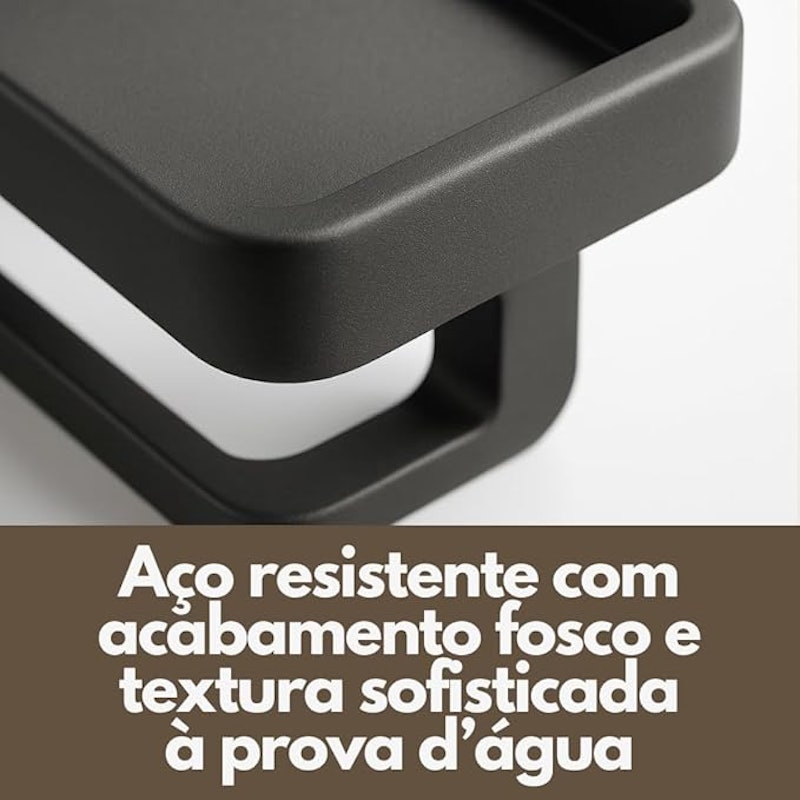 Suporte de Papel Higiênico com Prateleira para Celular em Aço 2