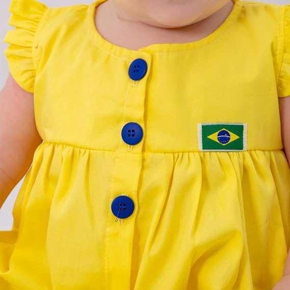 Vestido Infantil Copa do Mundo Brasil Amarelo 3