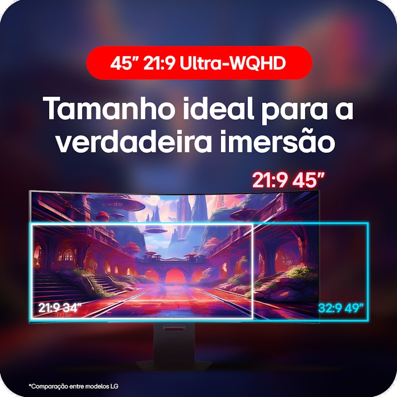 Monitor Gamer LG UltraGear OLED Curvo Tela OLED 45” 2