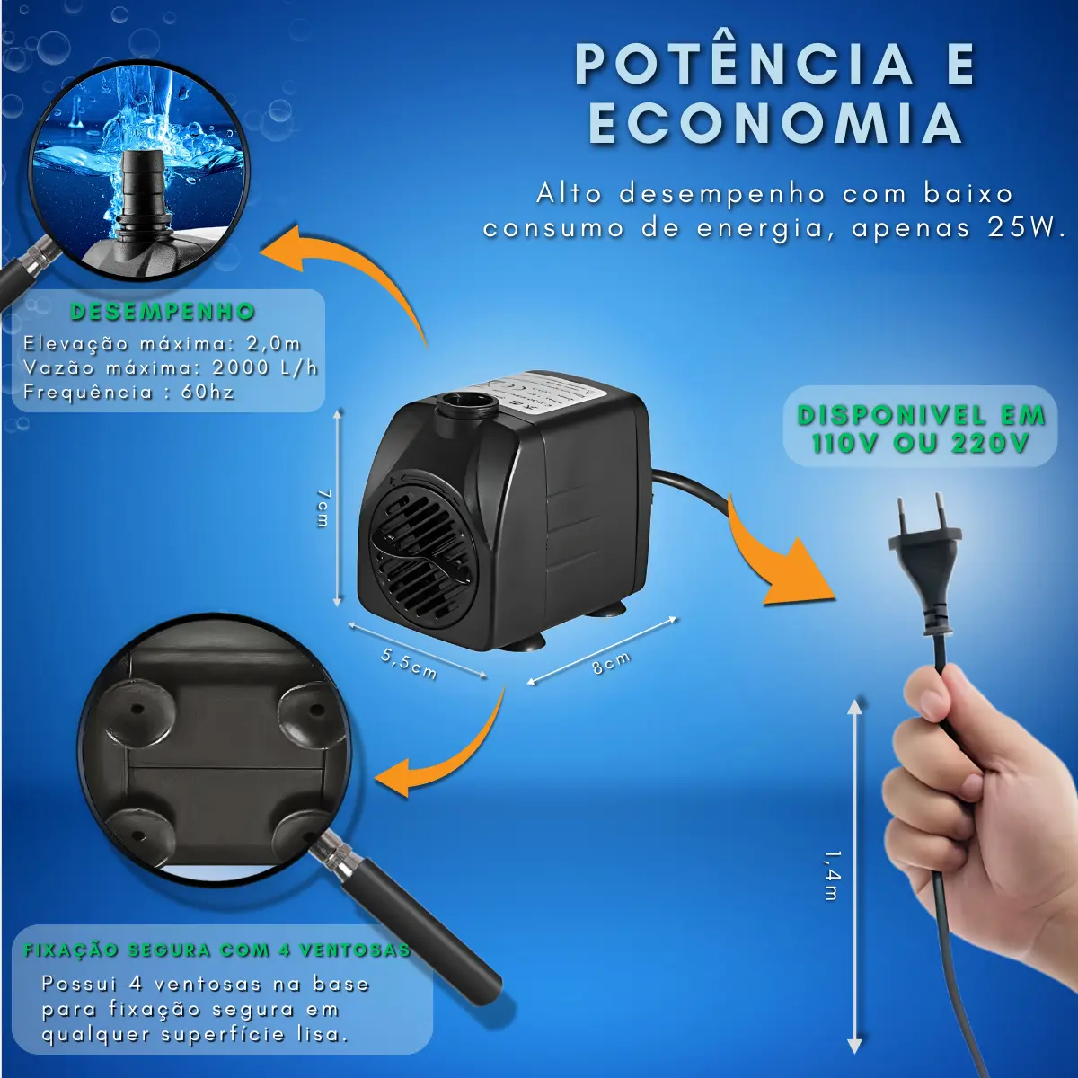 Bomba Submersa 2000 L/h 5