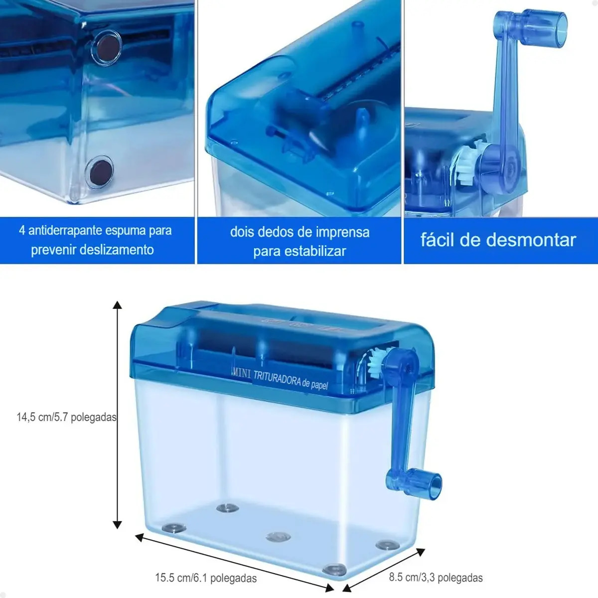 Fragmentadora Triturador Picador de Papel Manual Portátil 5