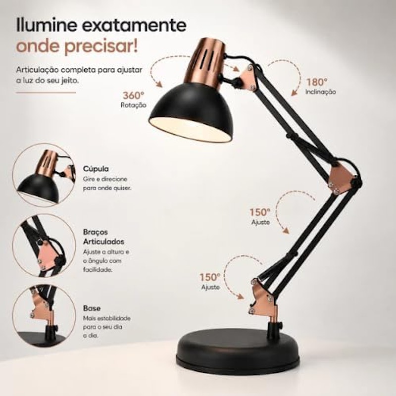 Luminária Articulada de Mesa LSMI Market 3
