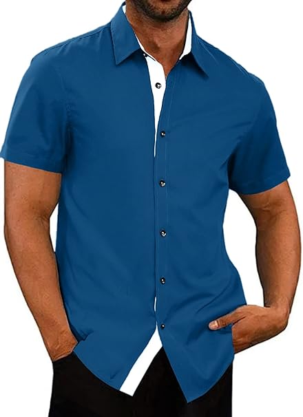 Camisa Social Masculina Jmierr Casual Manga Curta e sem Amassos 1