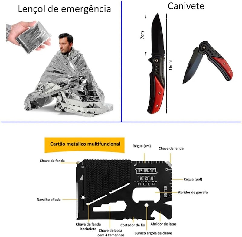 Kit de Sobrevivência Estojo Pesca Acampamento Fogo 3