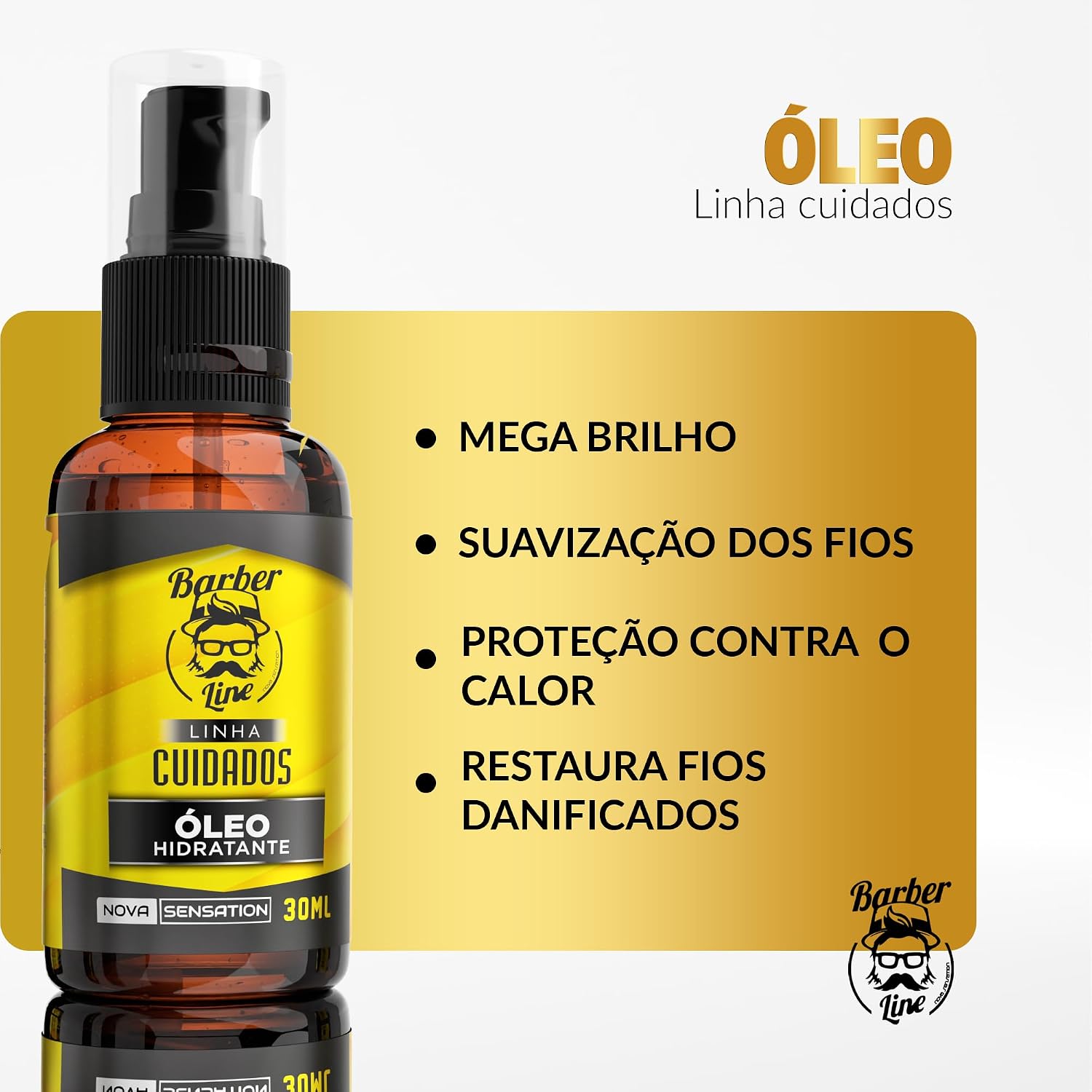 Kit para Barba Shampoo, Condicionador, Balm, Óleo e Cera Barber Line 4