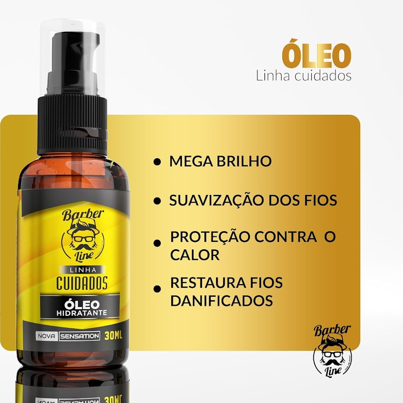 Kit para Barba Shampoo, Condicionador, Balm, Óleo e Cera Barber Line 4