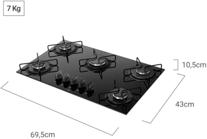 Cooktop 5 Bocas Preto com Mesa de Vidro Atlas Agile Up 3