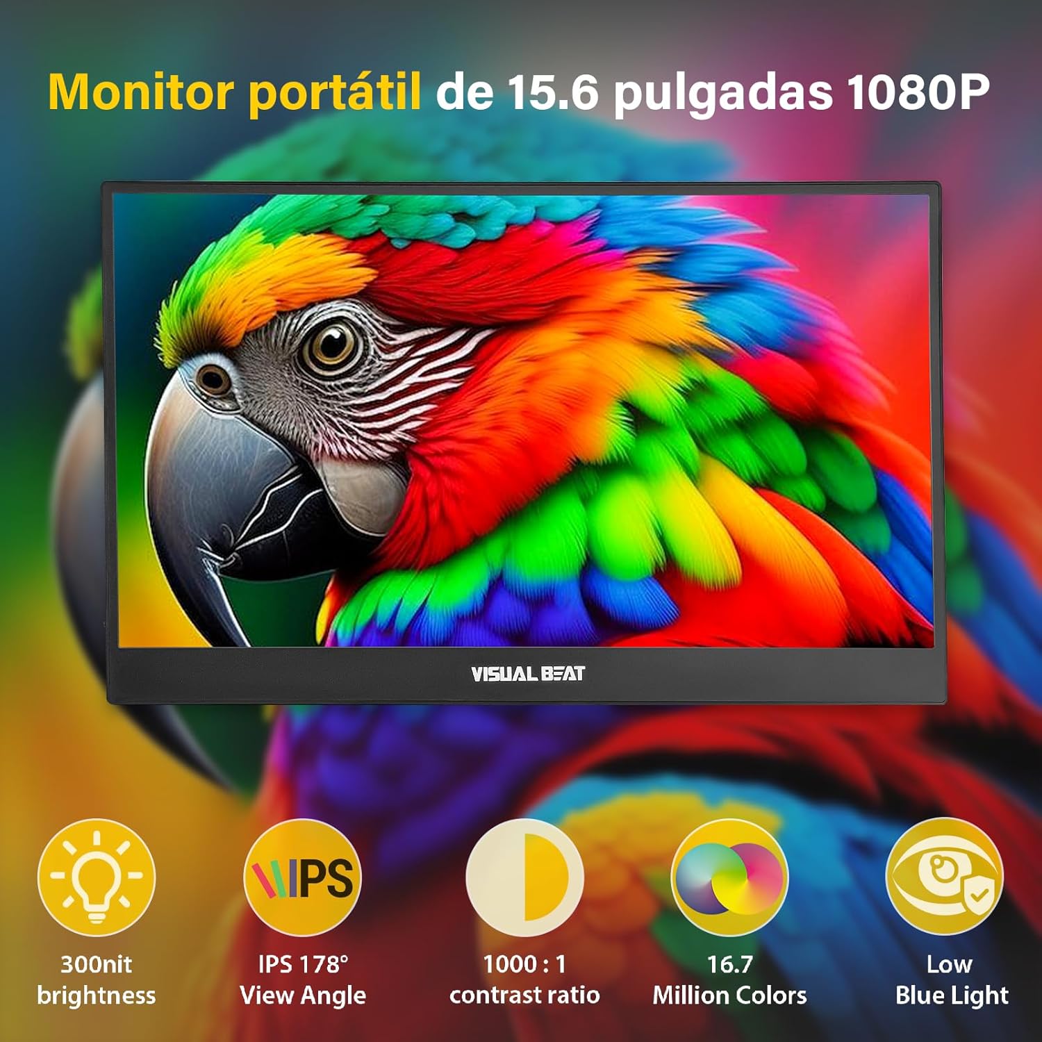 Monitor Portátil 15,6" 1080P FHD USB-C HDMI 2