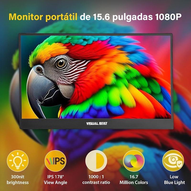 Monitor Portátil 15,6" 1080P FHD USB-C HDMI 2