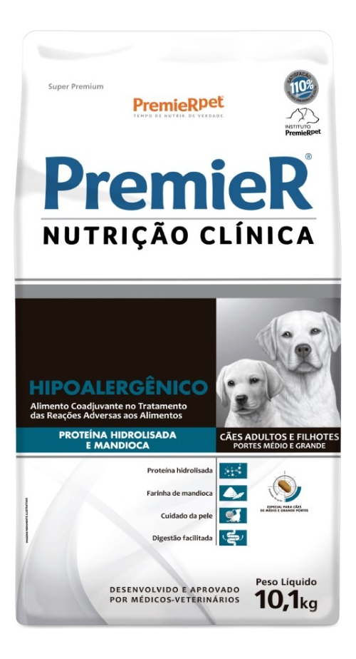 Ração PremieR Nutrição Clínica Cães Adultos e Filhotes Porte Médio e Grande Proteína Hidrolisada & Mandioca Hipoalergênico 2