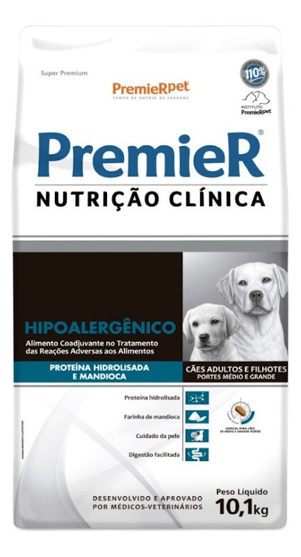 Ração PremieR Nutrição Clínica Cães Adultos e Filhotes Porte Médio e Grande Proteína Hidrolisada & Mandioca Hipoalergênico 2