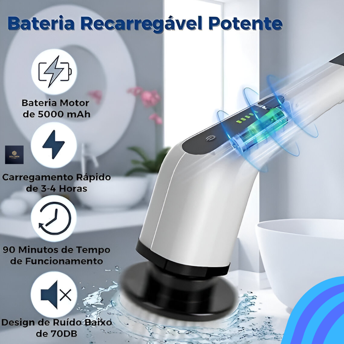 Esfregão Elétrico Profissional 9 em 1 Recarregável Mop 360º 3
