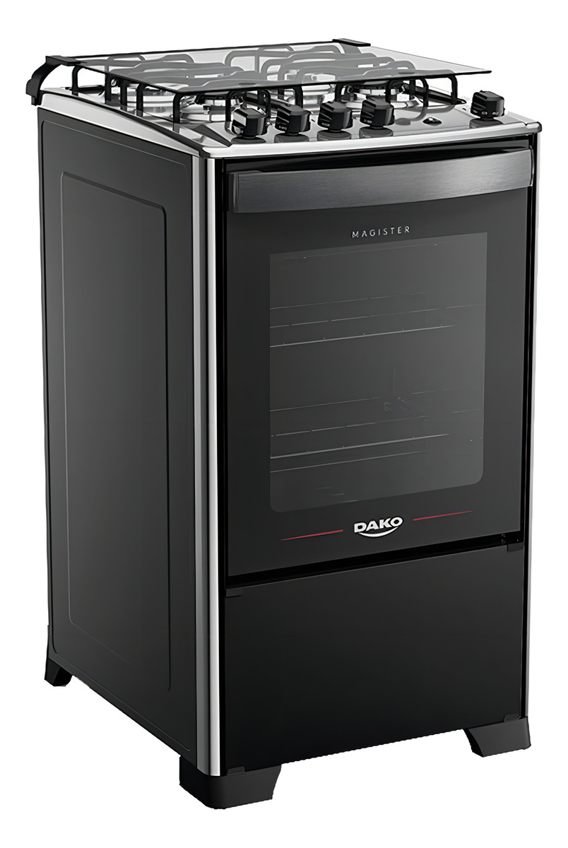 Fogão 4 Bocas Preto com Mesa Inox Dako Magister 1