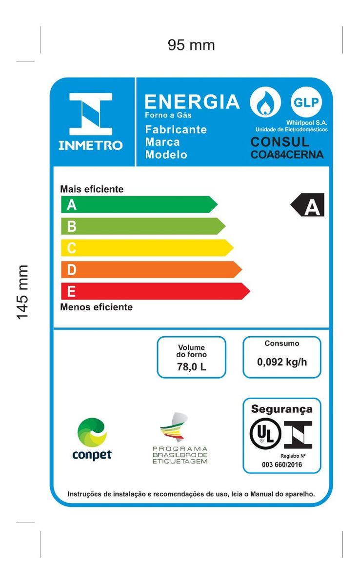Forno de Embutir a Gás 78 L Preto com Grill (220 V) 5