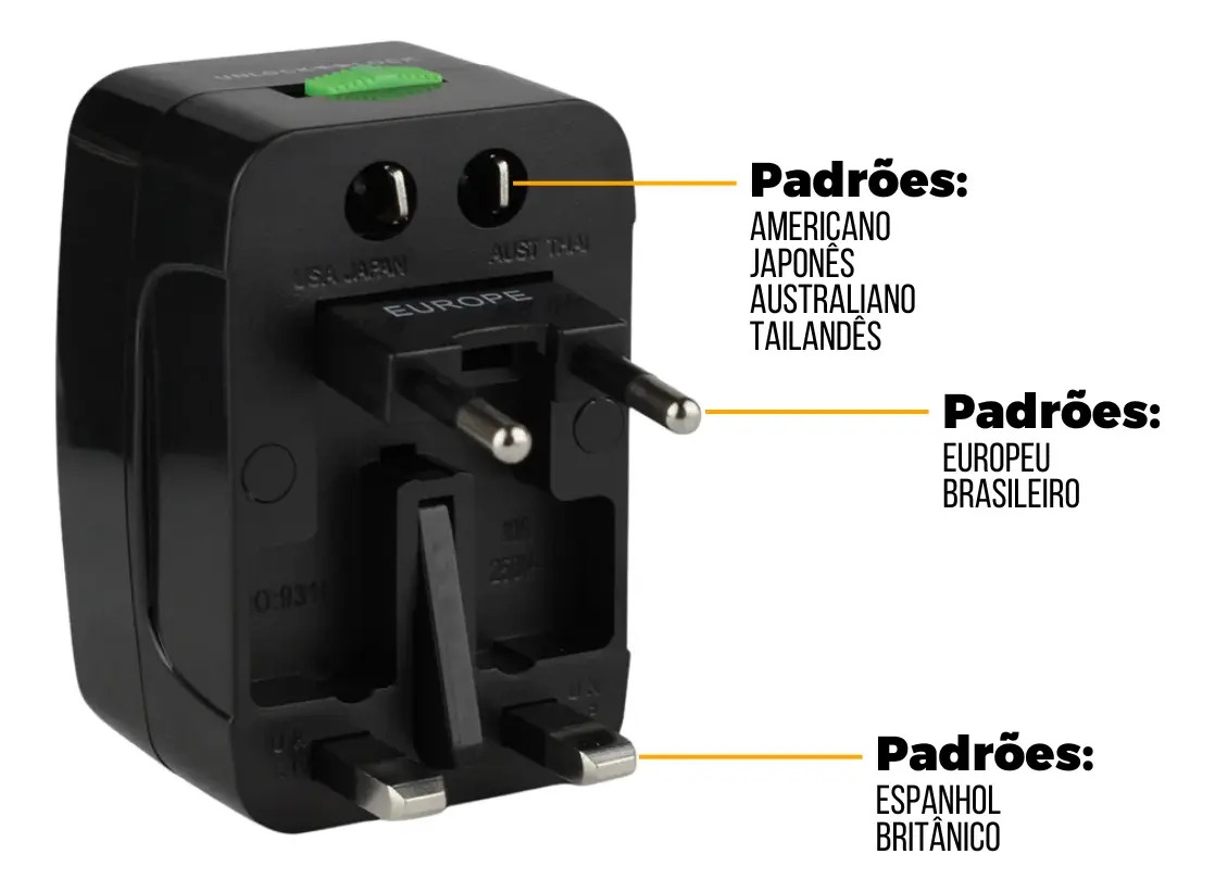 Gshield Adaptador Universal de Tomada para Viagem Bivolt 2