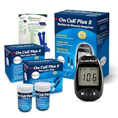 On Call Plus II Monitor de Glicemia (com Kit de 100 Tiras e 100 Lancetas)
