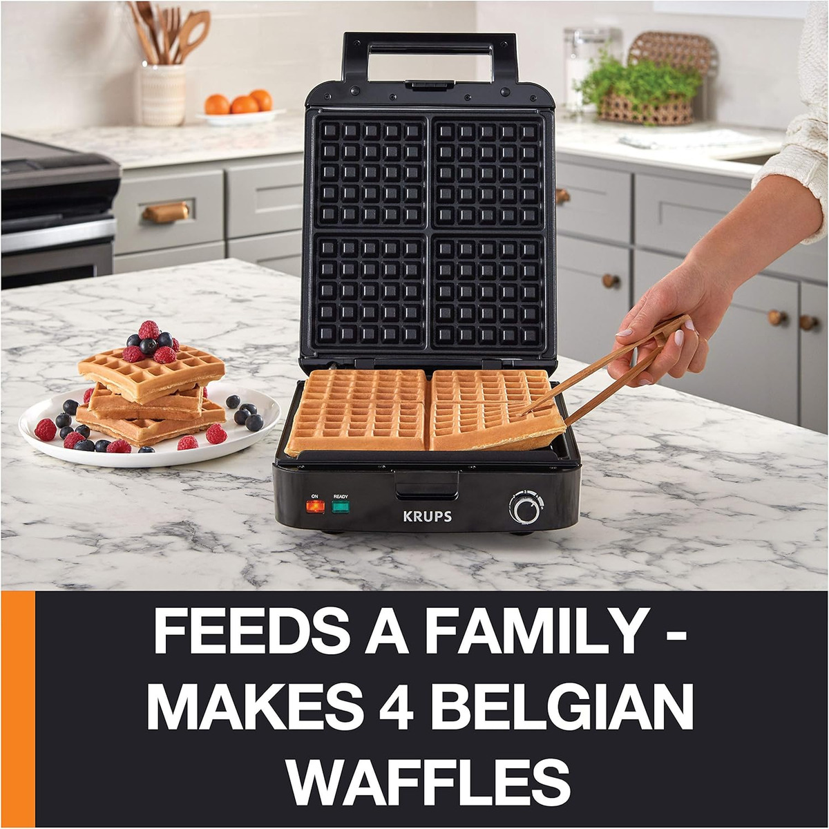 Máquina de Waffle Belga com Placas Removíveis 4 Fatias 2