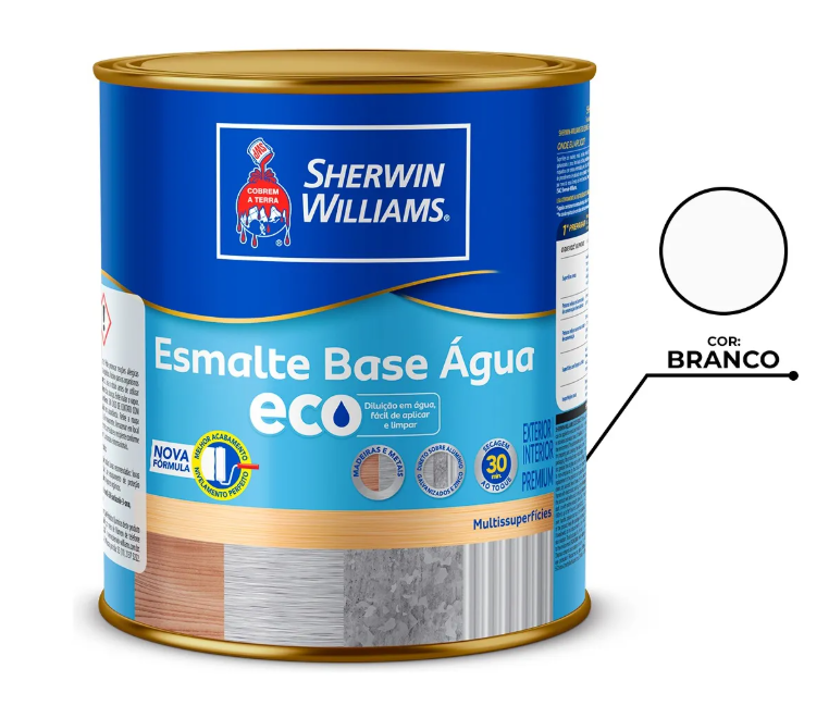 Esmalte Eco Base de Água Sherwin Williams 900 ml Branco 2
