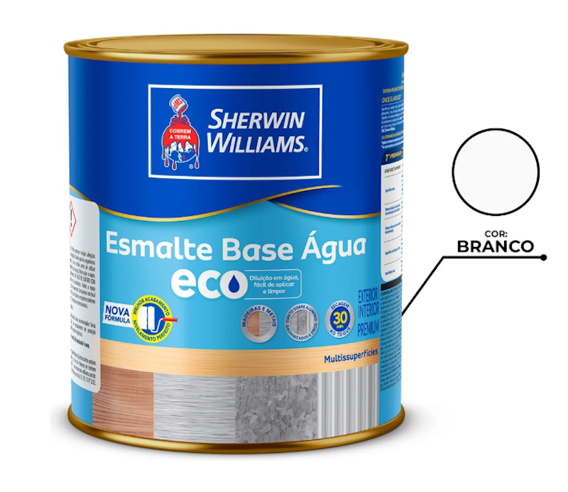 Esmalte Eco Base de Água Sherwin Williams 900 ml Branco 2