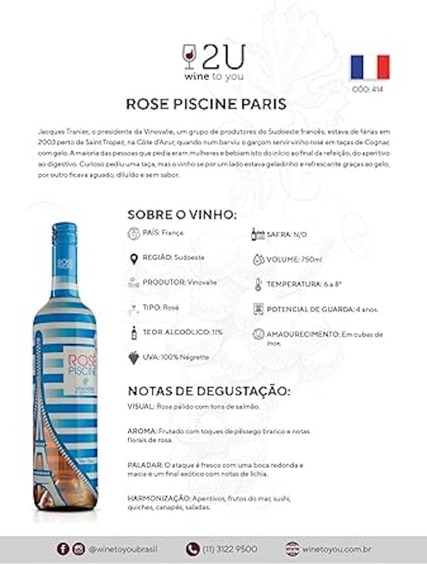 Rose Piscine Stripes Vinho Francês Edição Paris 3