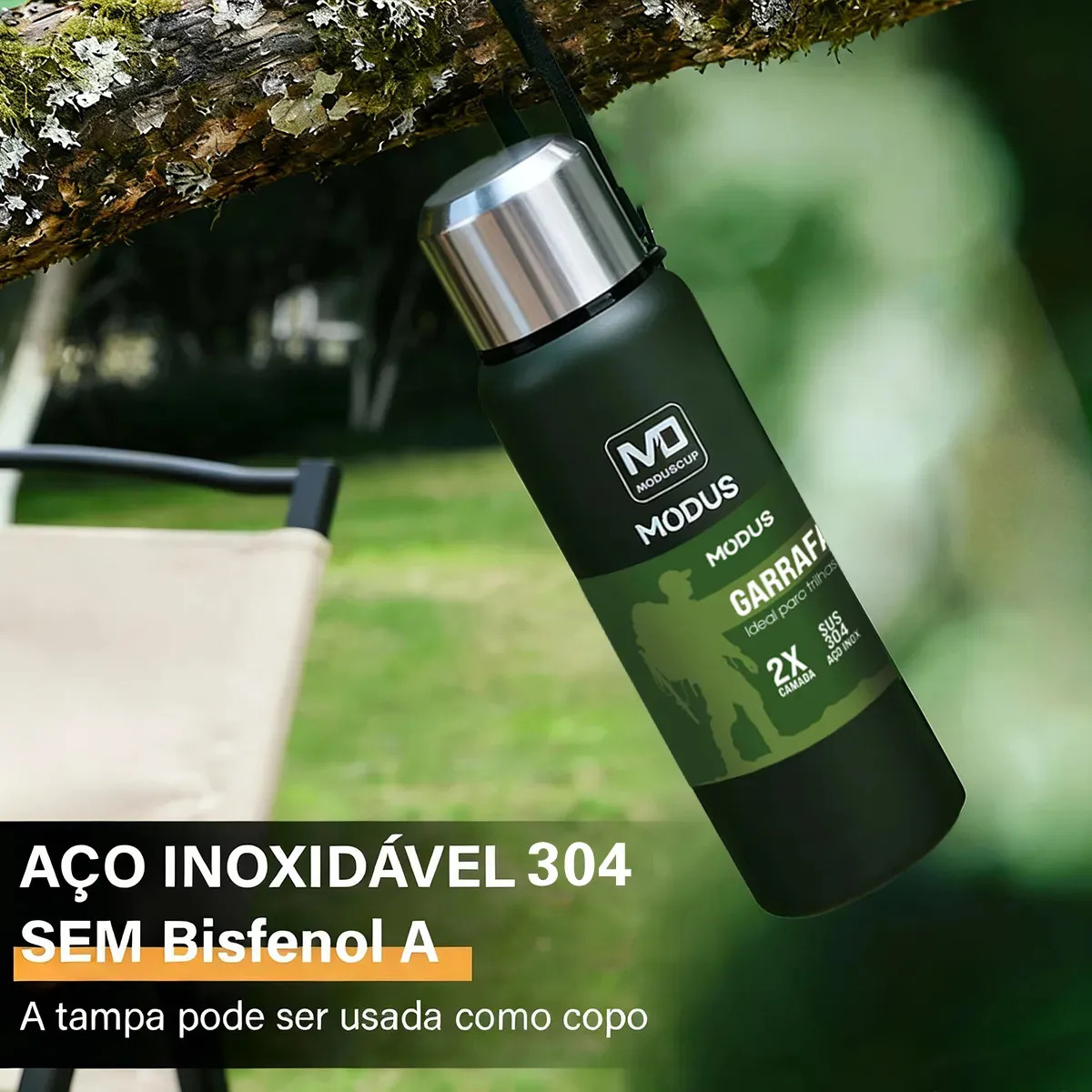 Garrafa Térmica Aço Inox Portátil Caneca de Viagem com Corda e Bolsa 3