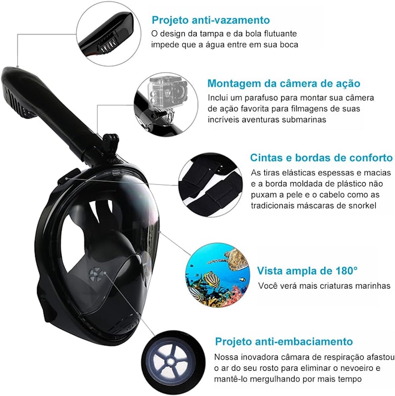 Máscara Mergulho Snorkel Full Face 2