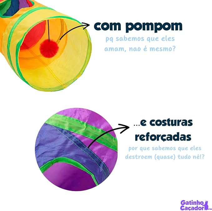 Túnel Colorido com Bolinha para Gatos 2