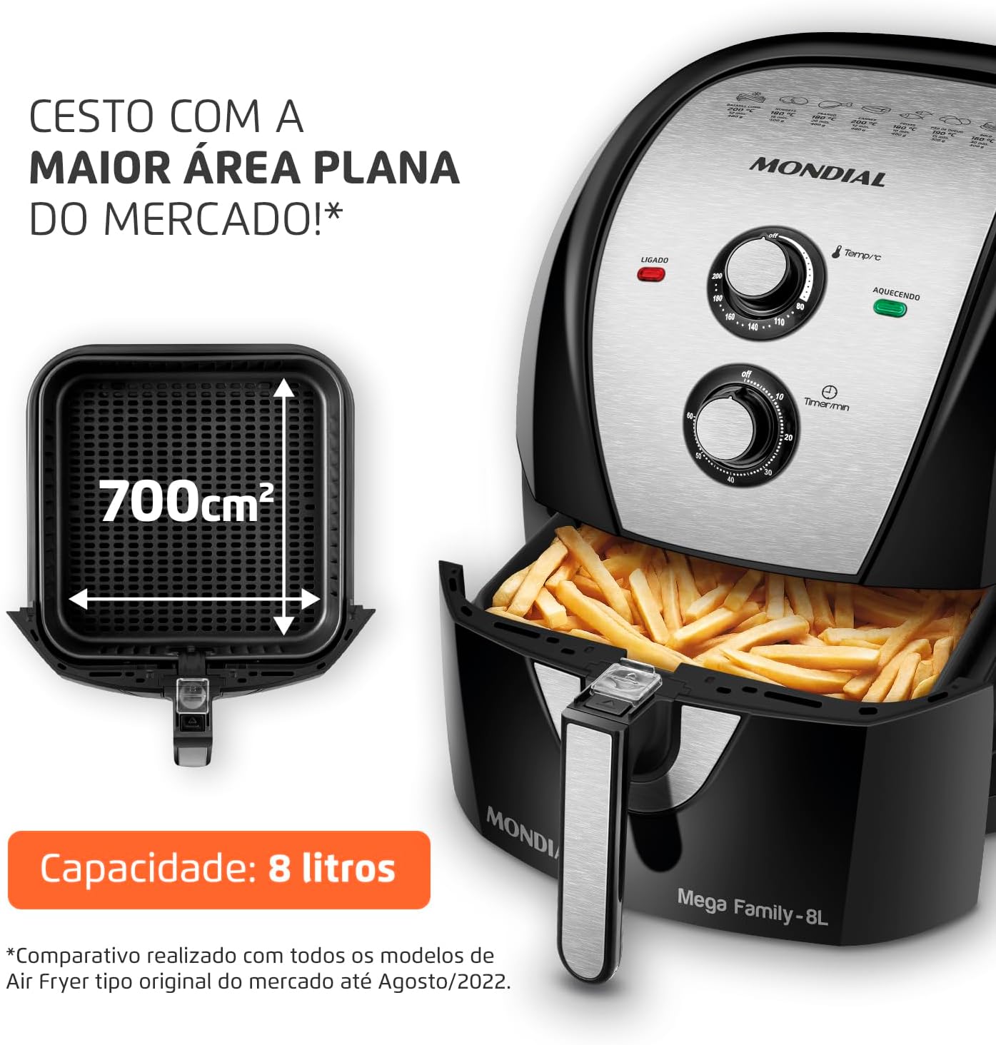 Fritadeira Sem Óleo Air Fryer 8L Mondial Preto 3