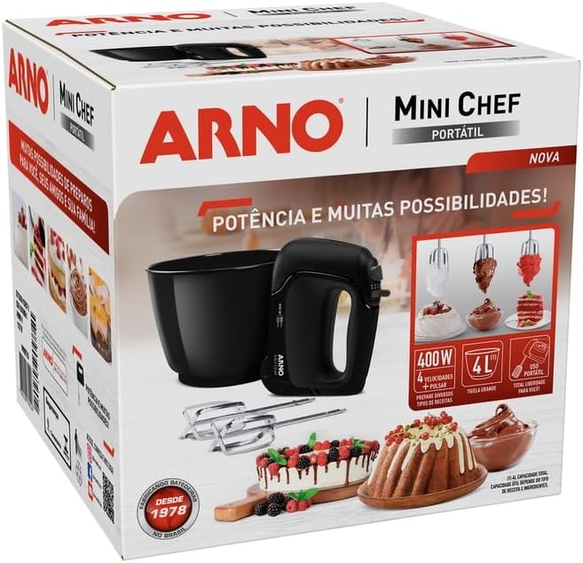 Batedeira Arno Mini Chef Portátil 400 W Compacta 4