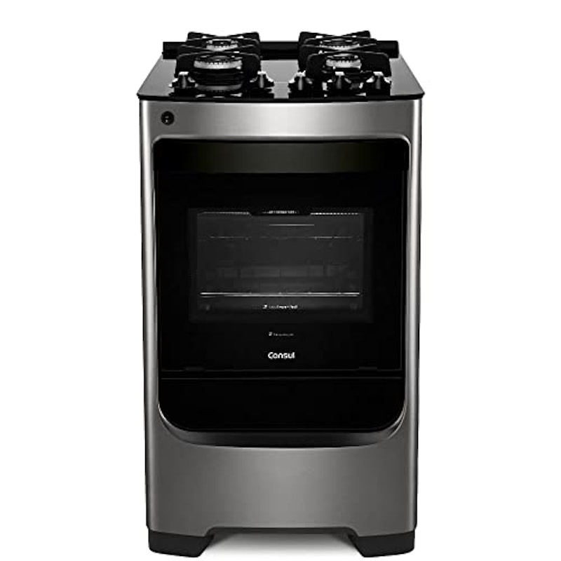 Fogão Consul 4 Bocas Inox com Mesa de Vidro e Grade de Ferro Fundido 1