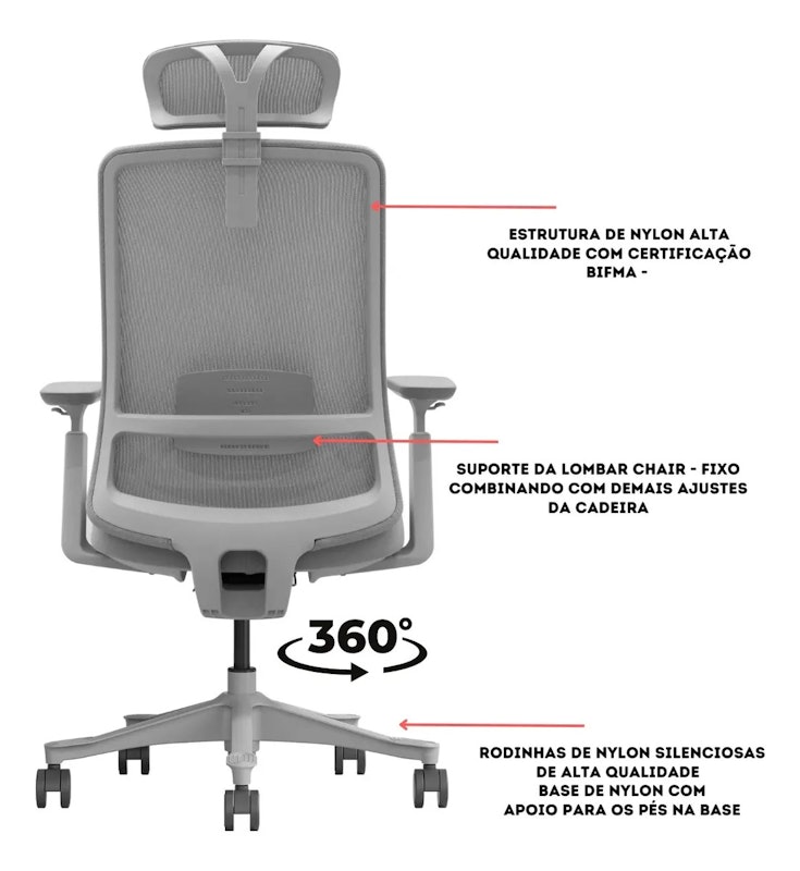 Cadeira de Escritório V1 Connect Ergonômica 4
