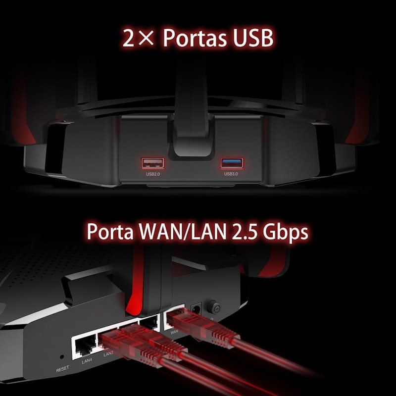 Roteador Wi-Fi 6 Gamer Gigabit Tri-Band AX6600 4
