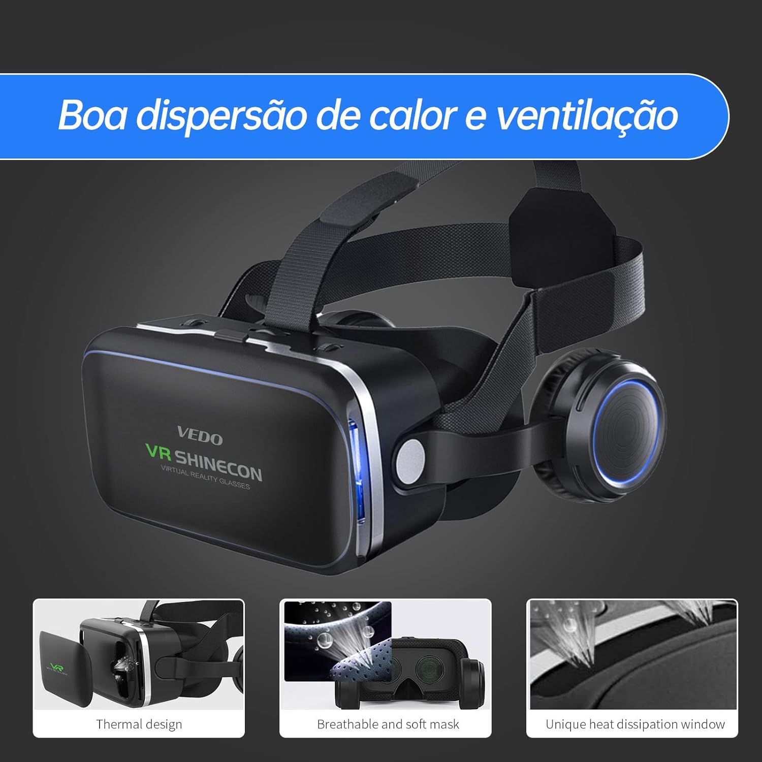 VR SHINECON 3D VR Headset Virtual Reality Glasses 4