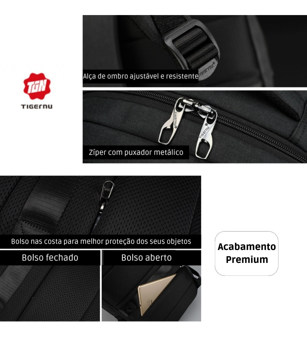 Mochila para Notebook Executiva Antifurto Premium Tigernu 4