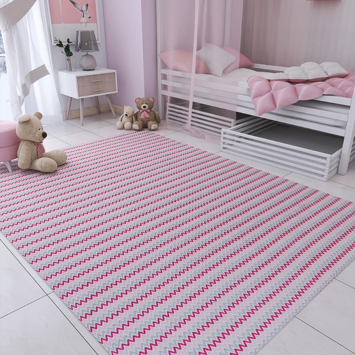 Tapete Quarto Infantil 2,00 x 1,40 m Antiderrapante 100% Algodão 3