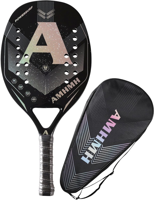 Raquete de Beach Tennis Profissional de Fibra de Carbono 3K e Bolsa 1