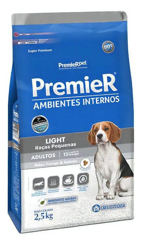PremieR Ambientes Internos Cães Adultos Porte Pequeno Frango e Salmão Light 2