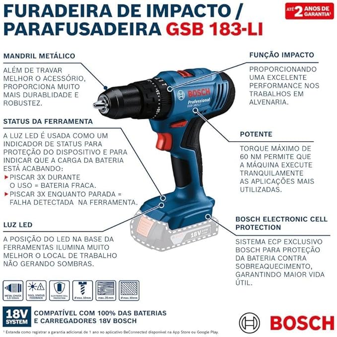 Furadeira e Parafusadeira de Impacto à Bateria  3