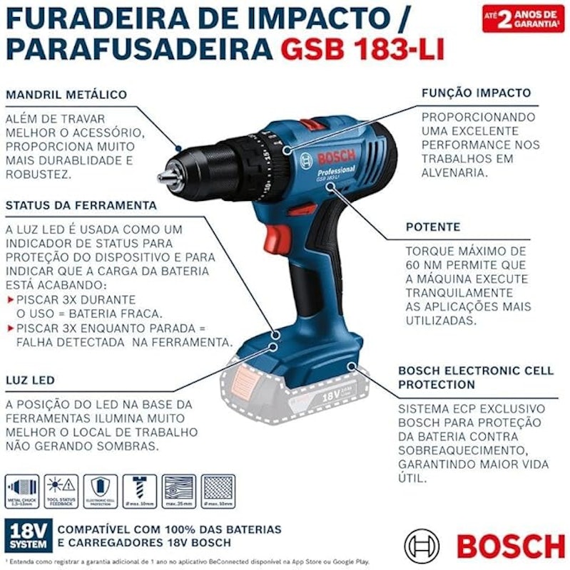 Furadeira e Parafusadeira de Impacto à Bateria 3