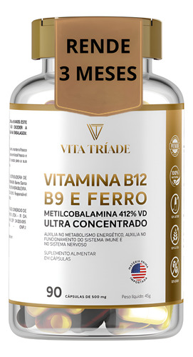 Vitamina B12, B9 e Ferro Vita Tríade 1
